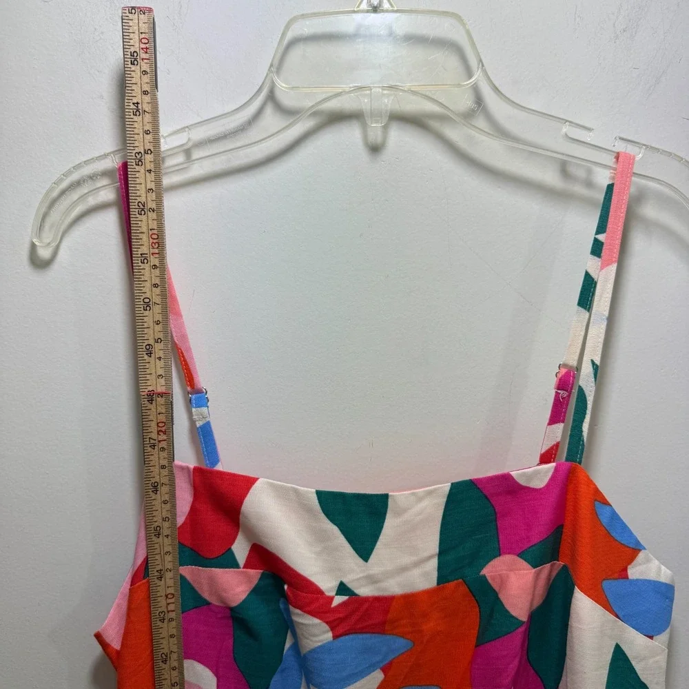 Boho Smocked Floral Maxi Dress Square Neck Spaghetti Strap Pocket Cottagecore M